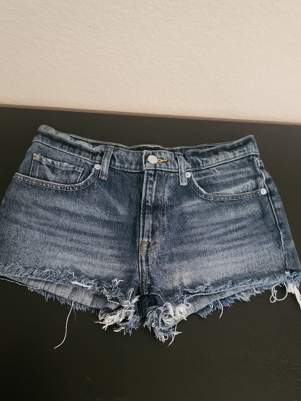 Lucky Brand Womens Dark Blue Frayed Hem Denim Shorts
